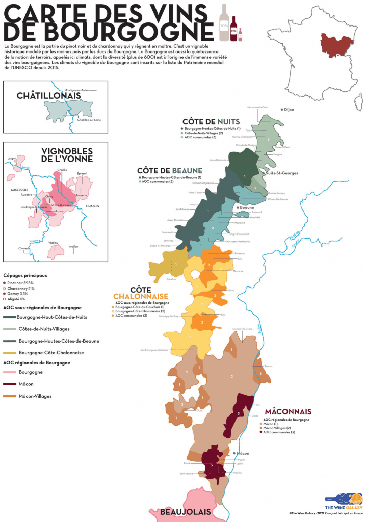 Burgundy wine map - The Wine Galaxy - Albéric Bichot