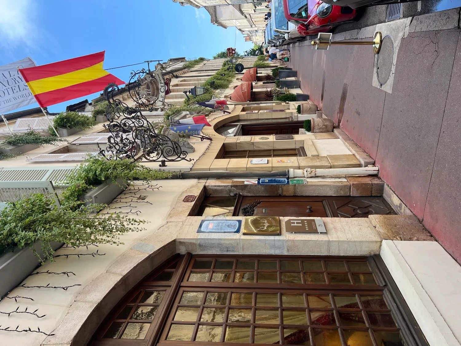 Street entrance of the five-star hotel Le Cep on Rue Maufoux in Beaune
