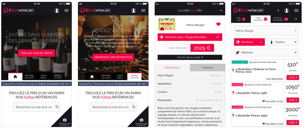 Application cote des vins d'Idealwine