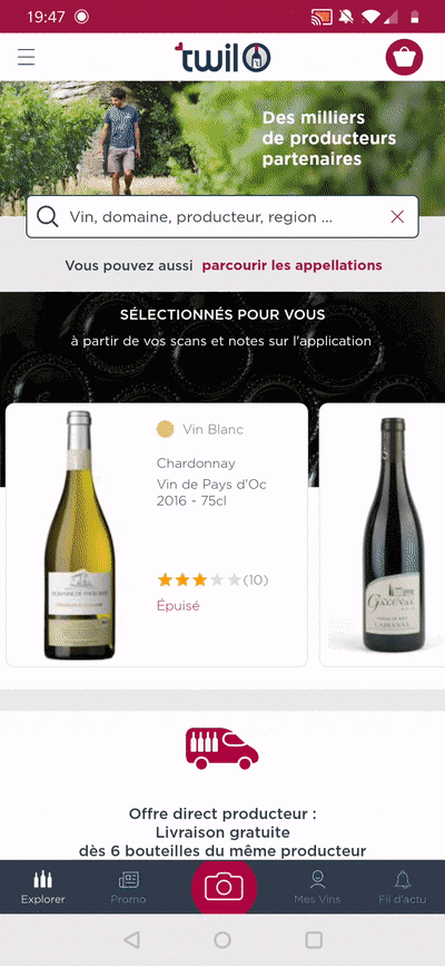 TWIL - The wine I love - scan bouteille de vin - application vin