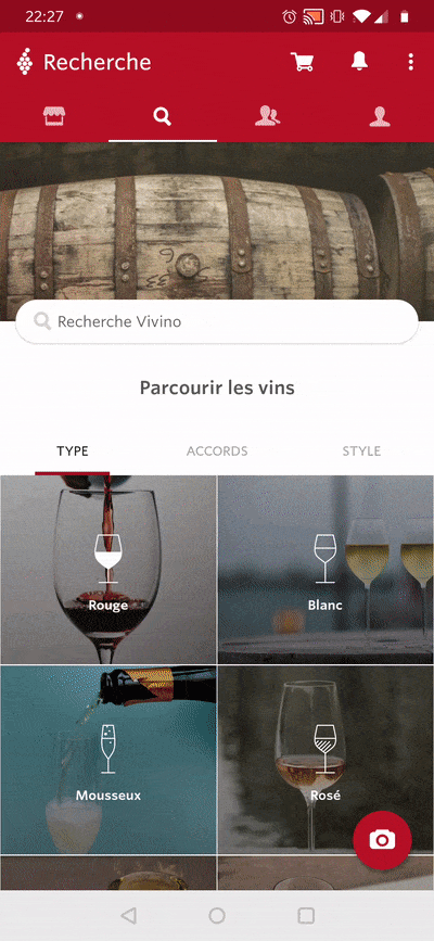 scan étiquette de vin dans l'application vivino